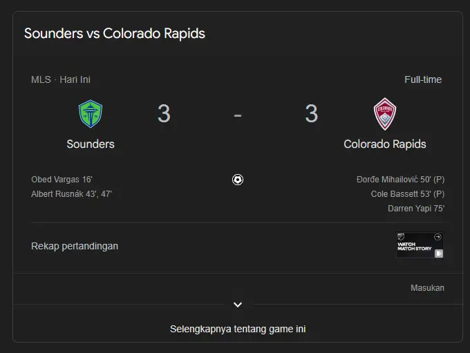 Fulltime sounders vs colorado rapids 17 Juli